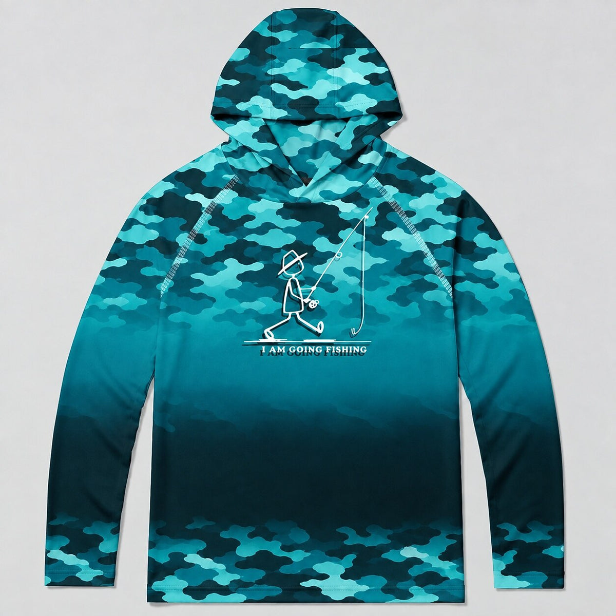 UPF 50+ Blue Camo Fishing Graphic Sun Hoodie