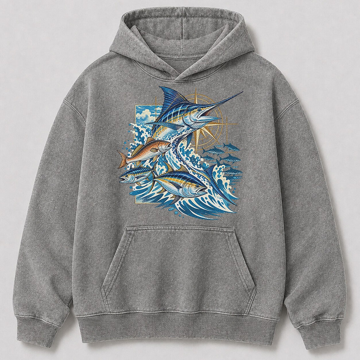 Washed Marlin Tuna Mahi Mahi Sportfishing Hoodie