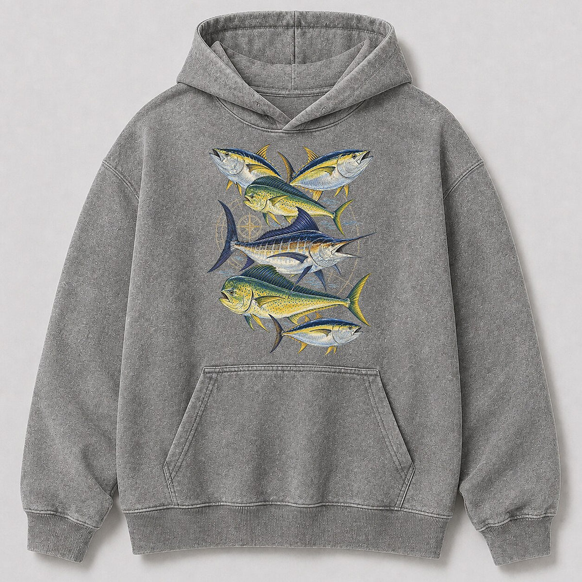 Washed Tuna Mahi Mahi Marlin sportfishing Hoodie