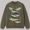 Washed Marlin Tuna Mahi Mahi Sportfishing Graphic Sweatshirt