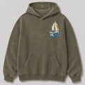 Washed Sailboat Marlin Coastal Fishing Hoodie Graphic