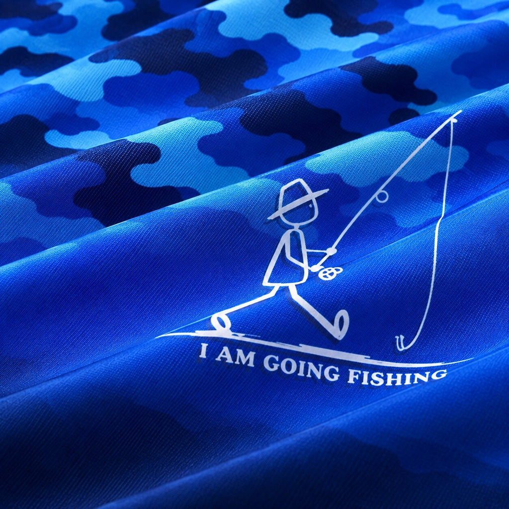 UPF 50+ Blue Camo Fishing Graphic Sun Hoodie
