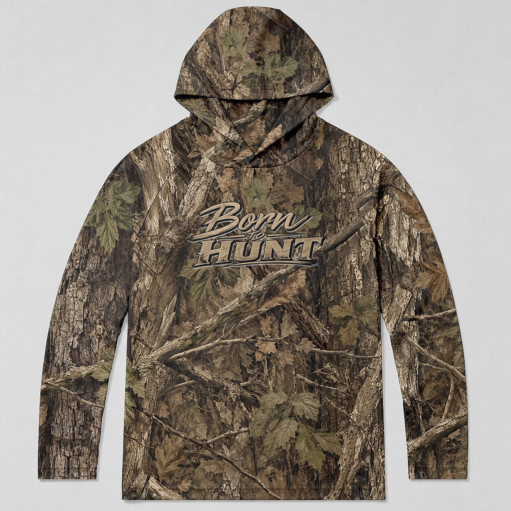 UPF 50+ Woodland Camo Hunting Sun Protection Hoodie for Men