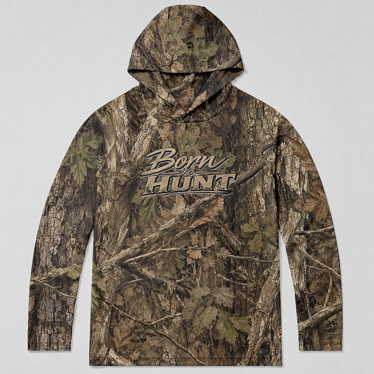 UPF 50+ Woodland Camo Hunting Sun Protection Hoodie for Men