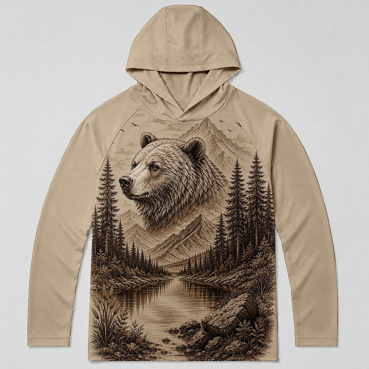 UPF 50+ Bear Hunting Sun Protection Hoodie for Men