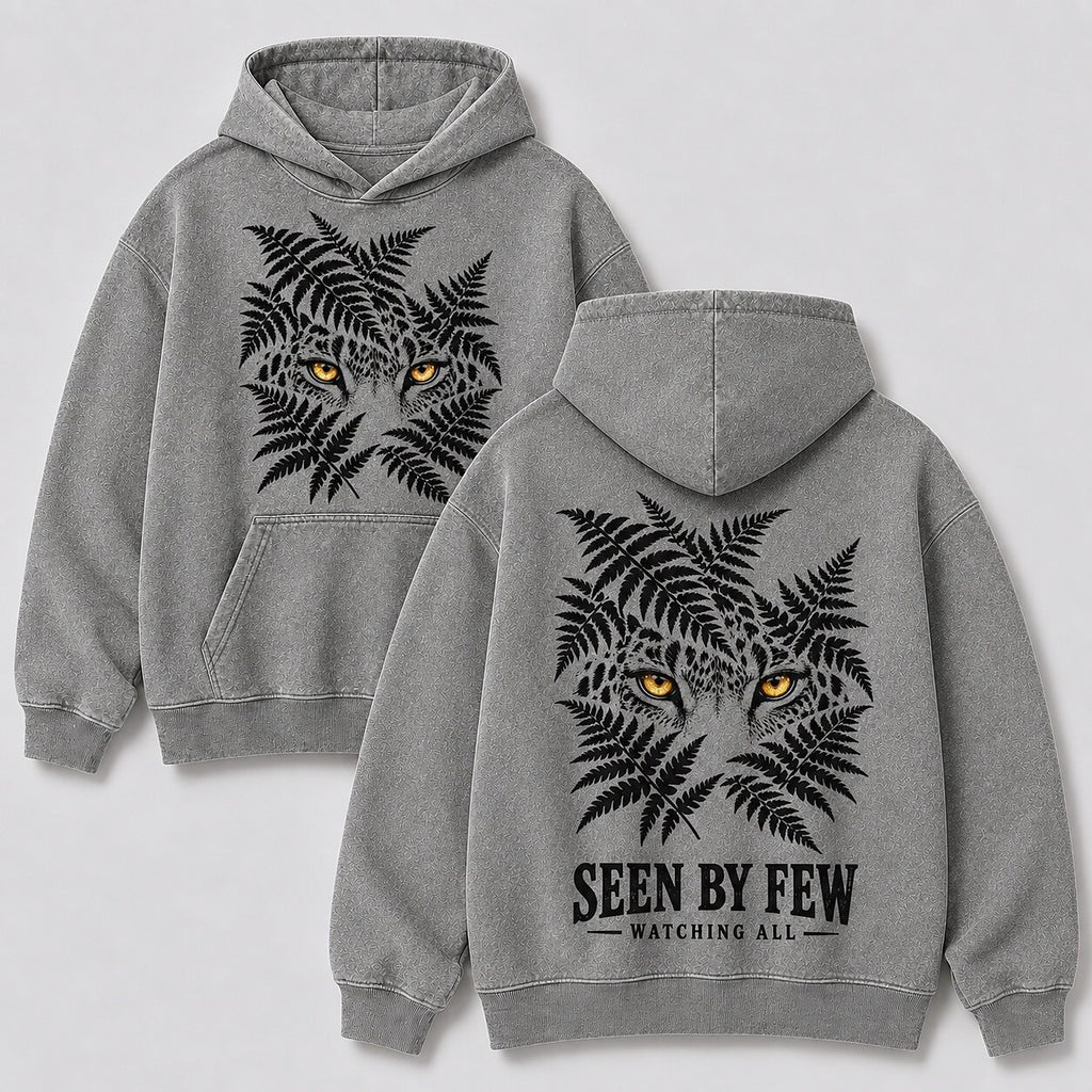 Washed Leopard Fern Jungle Wildlife Graphic Hoodie