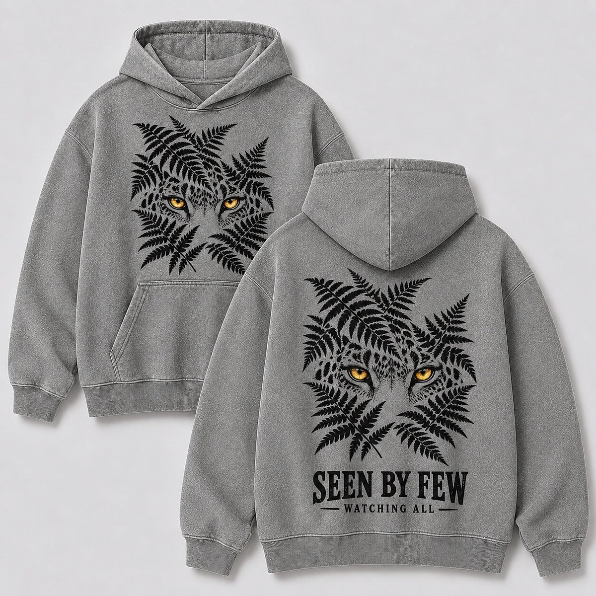 Washed Leopard Fern Jungle Wildlife Graphic Hoodie