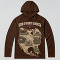 UPF 50+ Deer North America Map Hunting Sun Hoodie