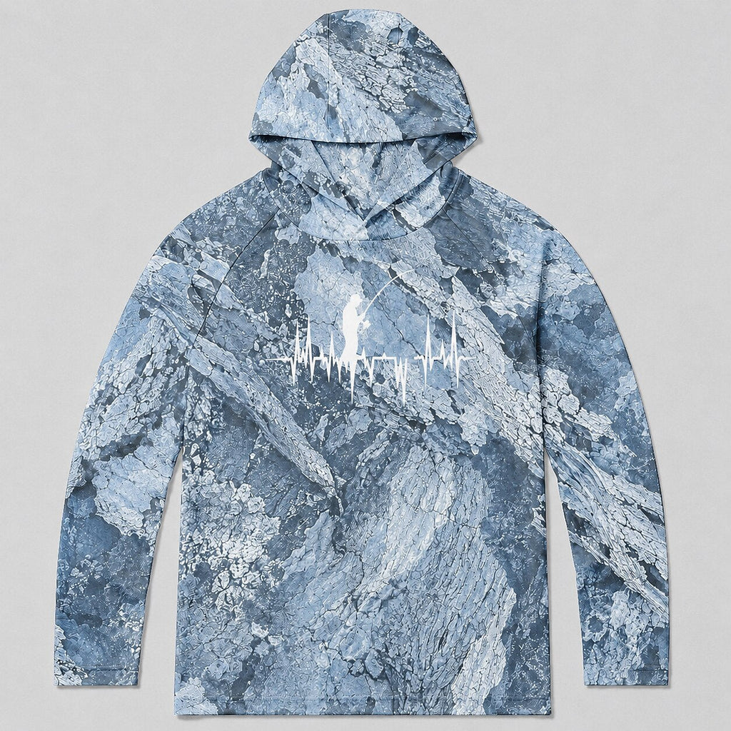 UPF 50+ Fishing Heartbeat Sun Protection Hoodie for Men