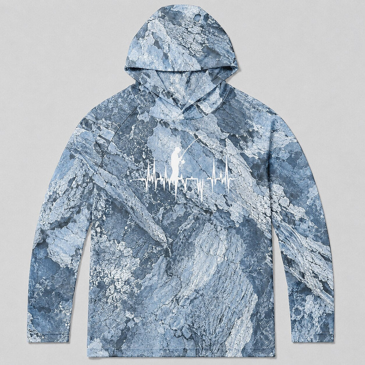 UPF 50+ Fishing Heartbeat Sun Protection Hoodie for Men