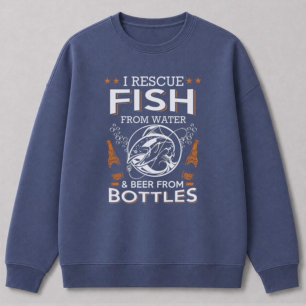 Rainbow Trout River Fishing Crewneck Sweatshirt — charcoal front view with printed graphic