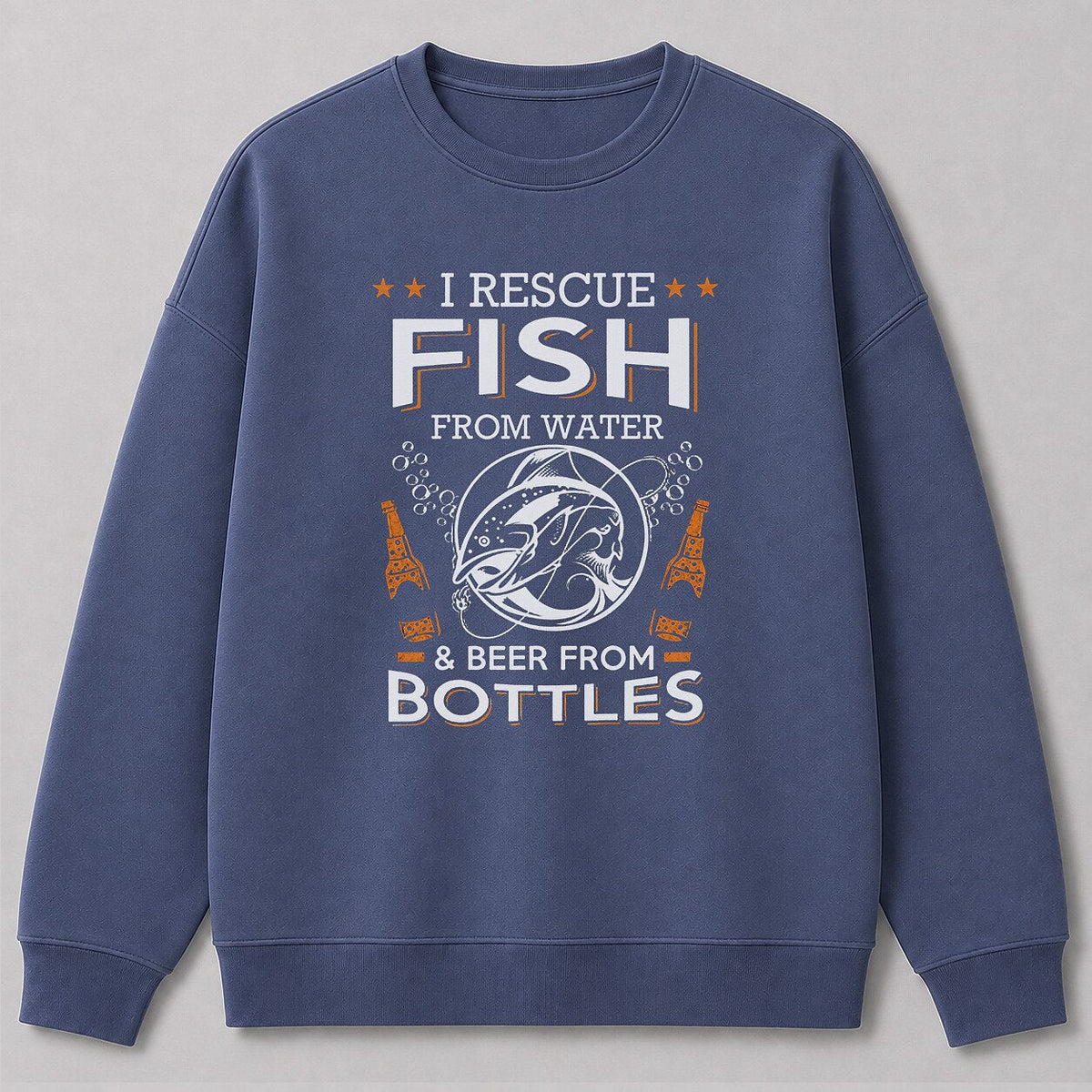 Rainbow Trout River Fishing Crewneck Sweatshirt — charcoal front view with printed graphic