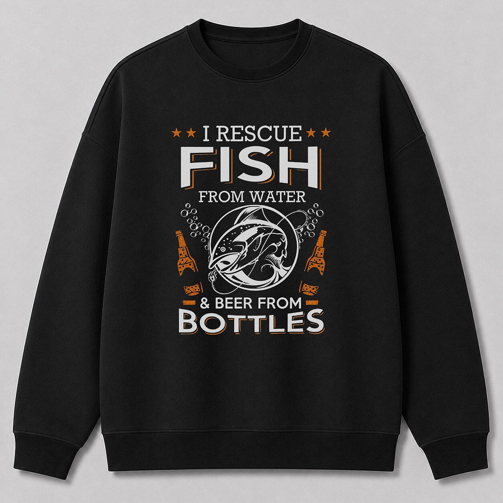 Rainbow Trout River Fishing Crewneck Sweatshirt — navy front view with printed graphic