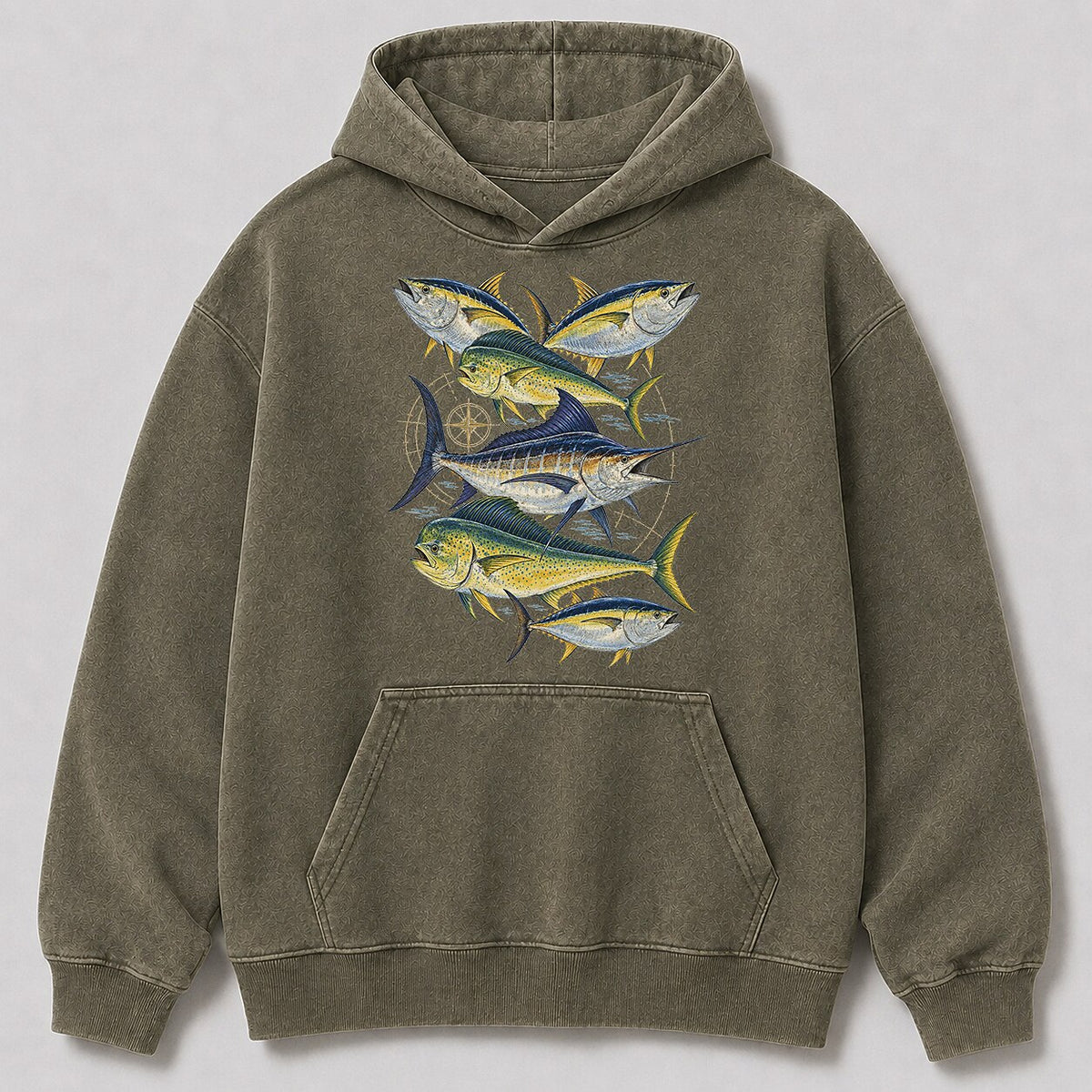 Washed Tuna Mahi Mahi Marlin sportfishing Hoodie