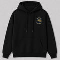 Retired Walleye Lake Fishing Hoodie for Men — black front view with chest graphic