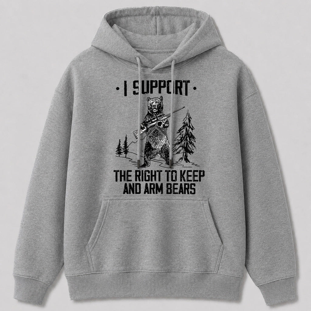 Right to Arm Bears Outdoor Graphic Hoodie — navy front view with printed graphic