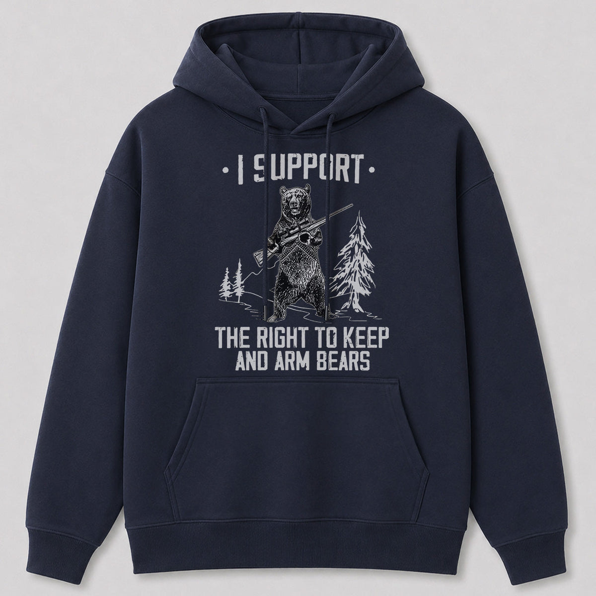 Right to Arm Bears Outdoor Graphic Hoodie — white front view with printed graphic