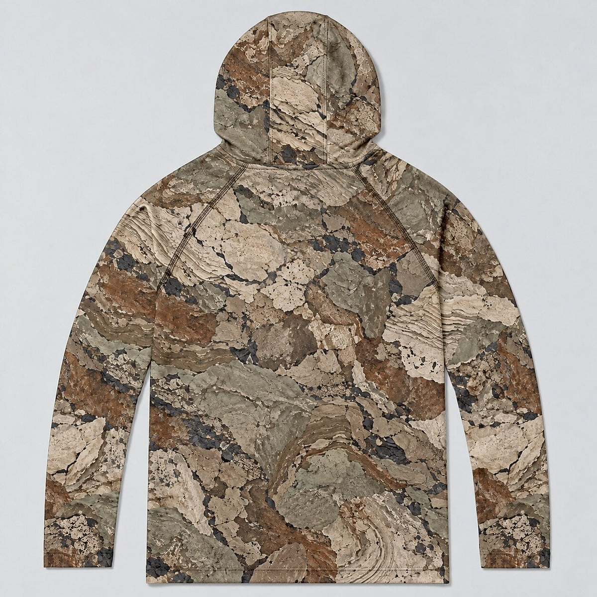 UPF 50+ Born to Hunt Rocky Terrain Camo Sun Hoodie