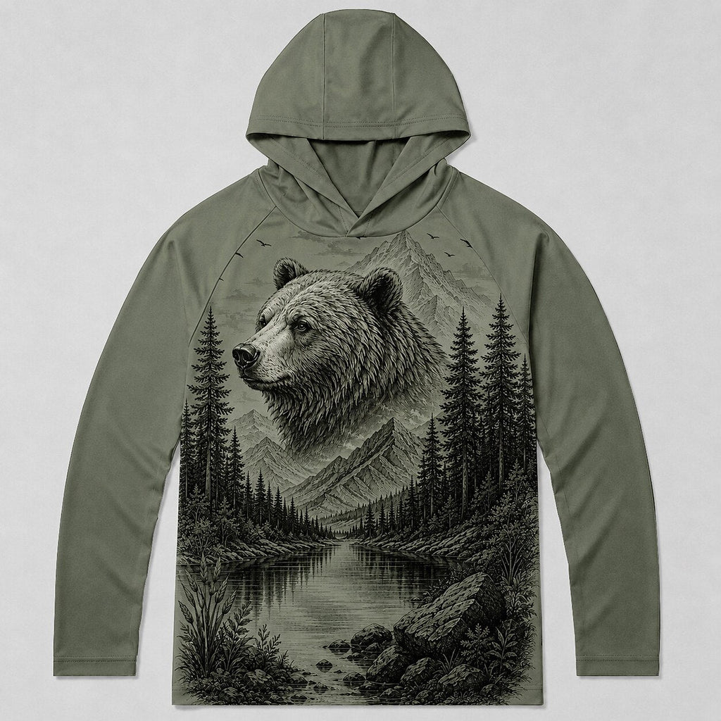 UPF 50+ Bear Hunting Sun Protection Hoodie for Men