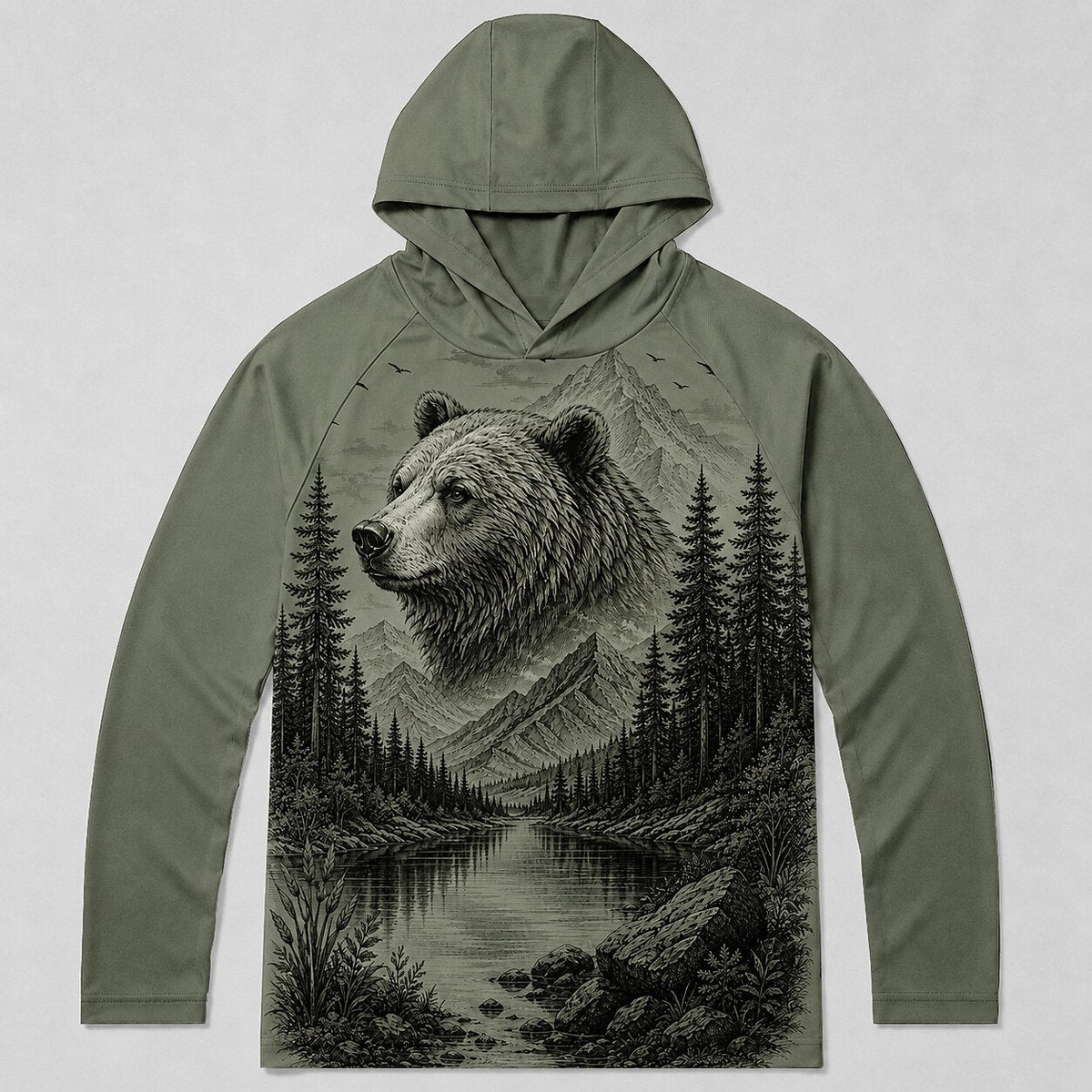 UPF 50+ Bear Hunting Sun Protection Hoodie for Men