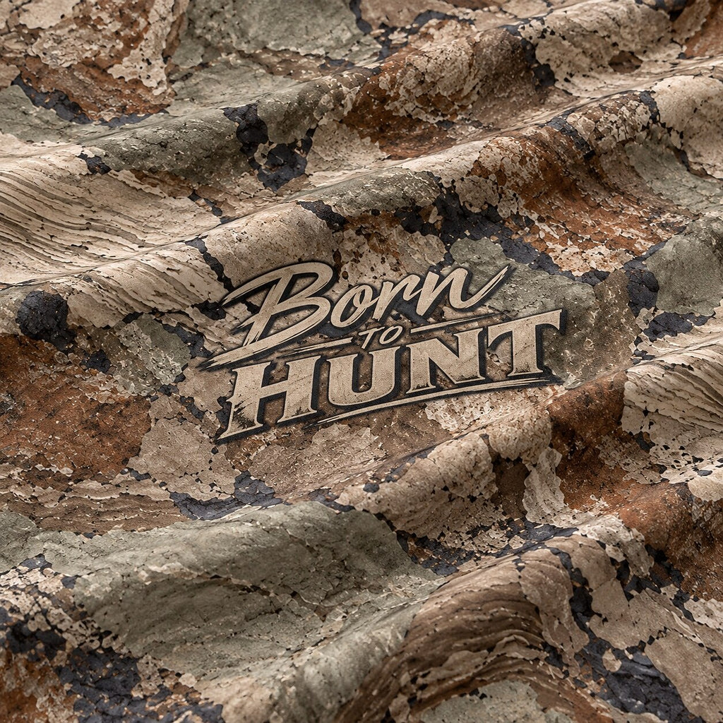 UPF 50+ Born to Hunt Rocky Terrain Camo Sun Hoodie