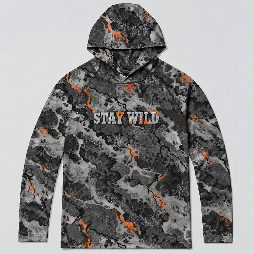 UPF 50+ Stay Wild Gray Camo Sun Hoodie