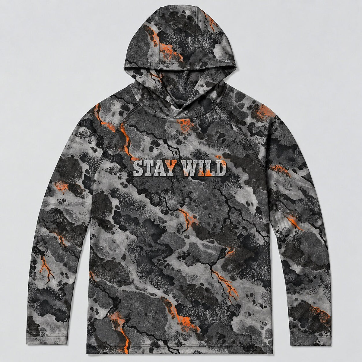 UPF 50+ Stay Wild Gray Camo Sun Hoodie