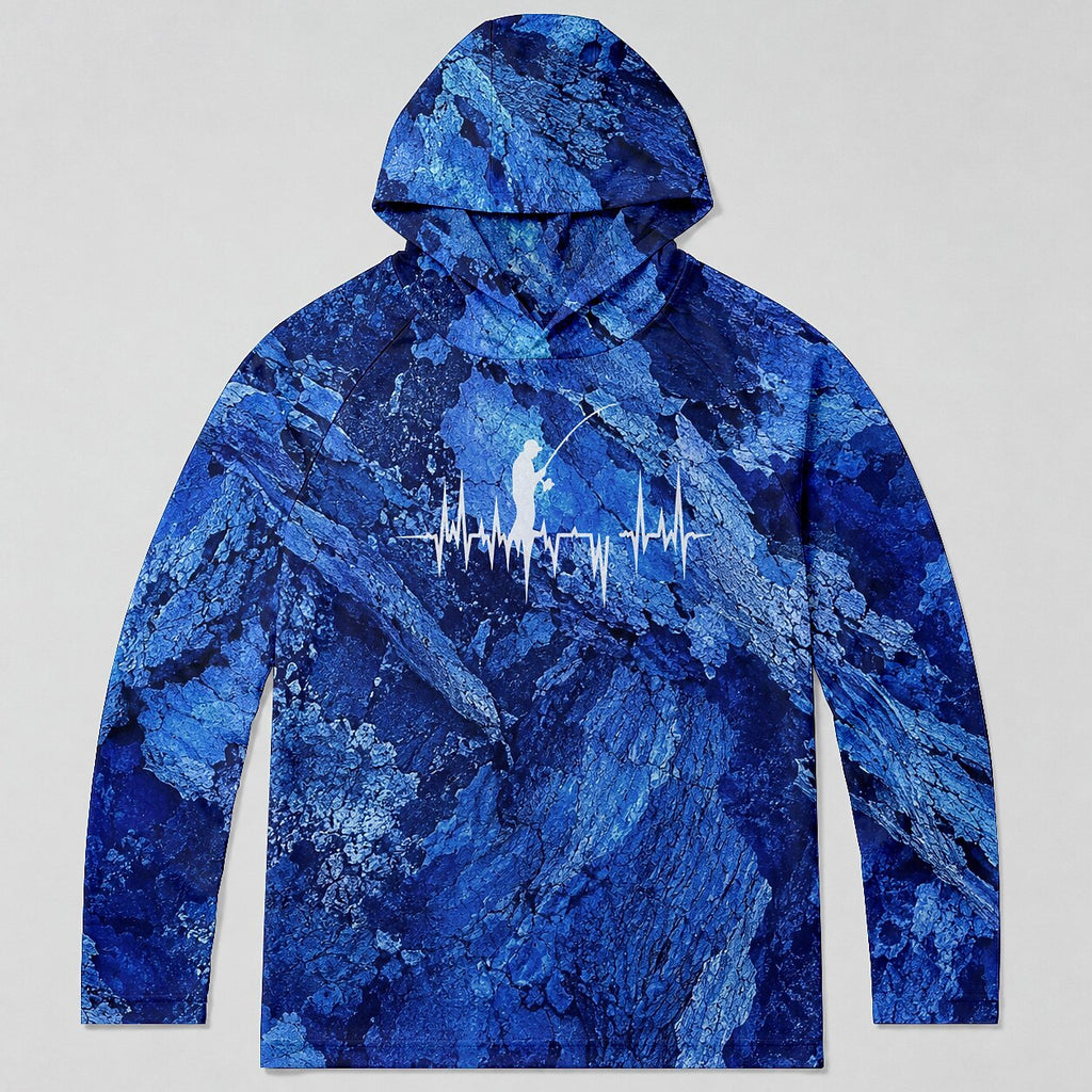 UPF 50+ Fishing Heartbeat Sun Protection Hoodie for Men