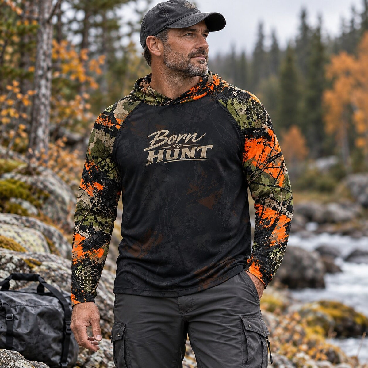 UPF 50+ Born to Hunt Blaze Camo Sun Hoodie