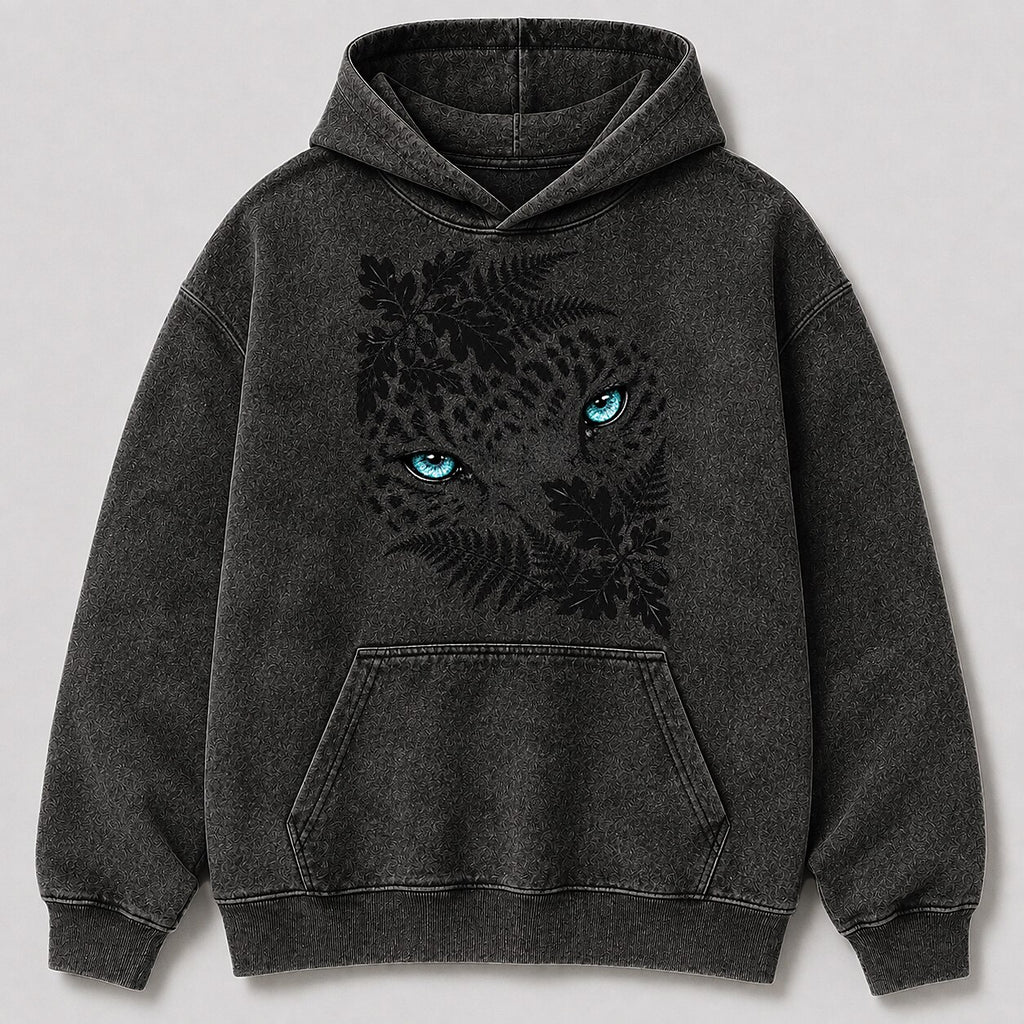 Washed Leopard Oak Leaf Wildlife Graphic Hoodie