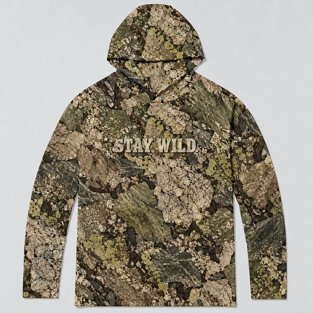UPF 50+ Stay Wild Stone Camo Sun Hoodie