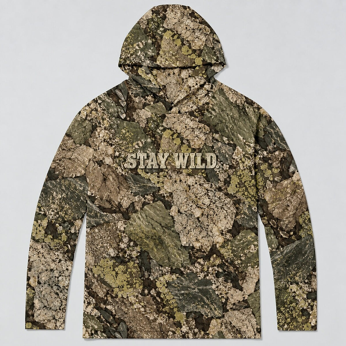 UPF 50+ Stay Wild Stone Camo Sun Hoodie