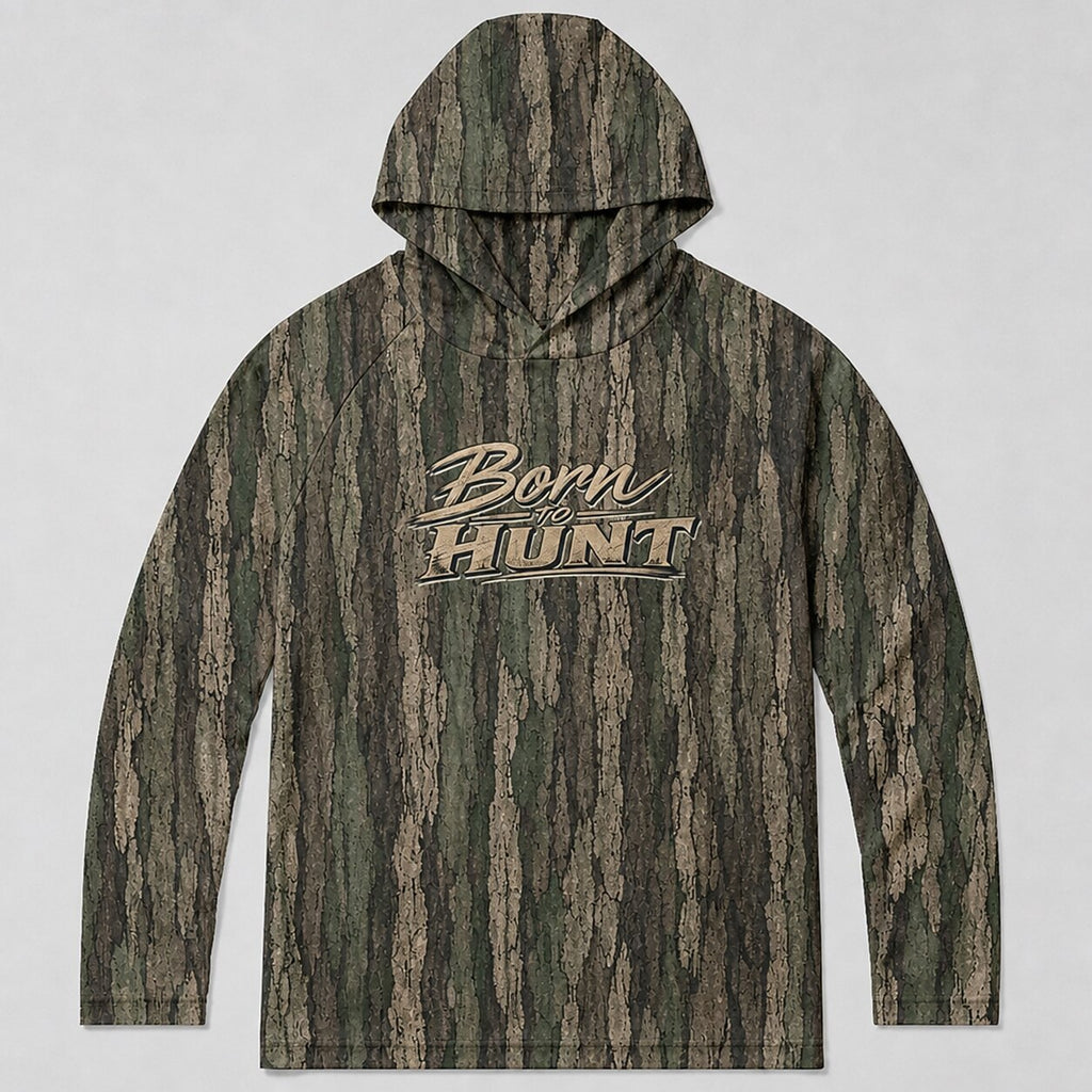UPF 50+ Tree Bark Camo Hunting Hoodie for Men