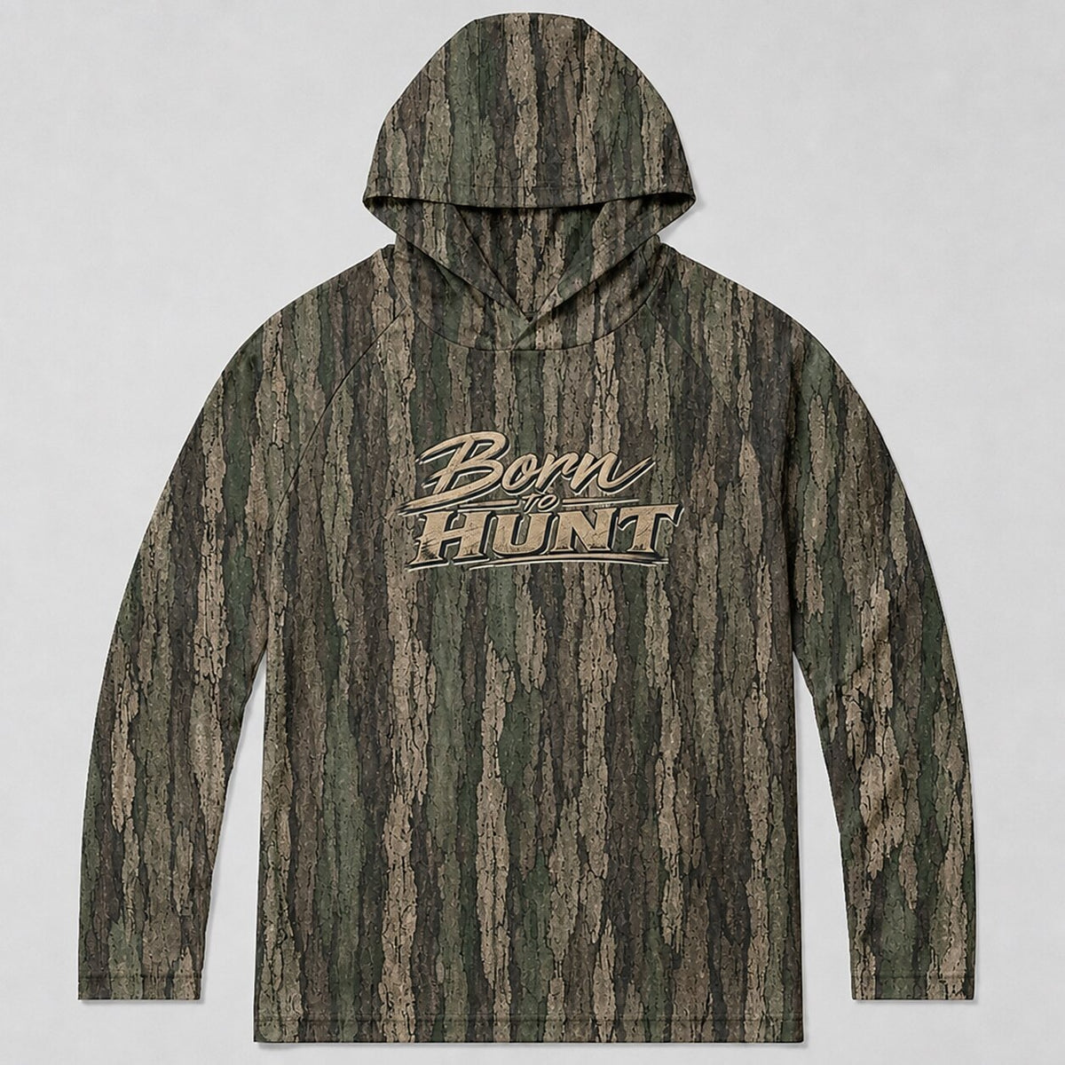 UPF 50+ Tree Bark Camo Hunting Hoodie for Men