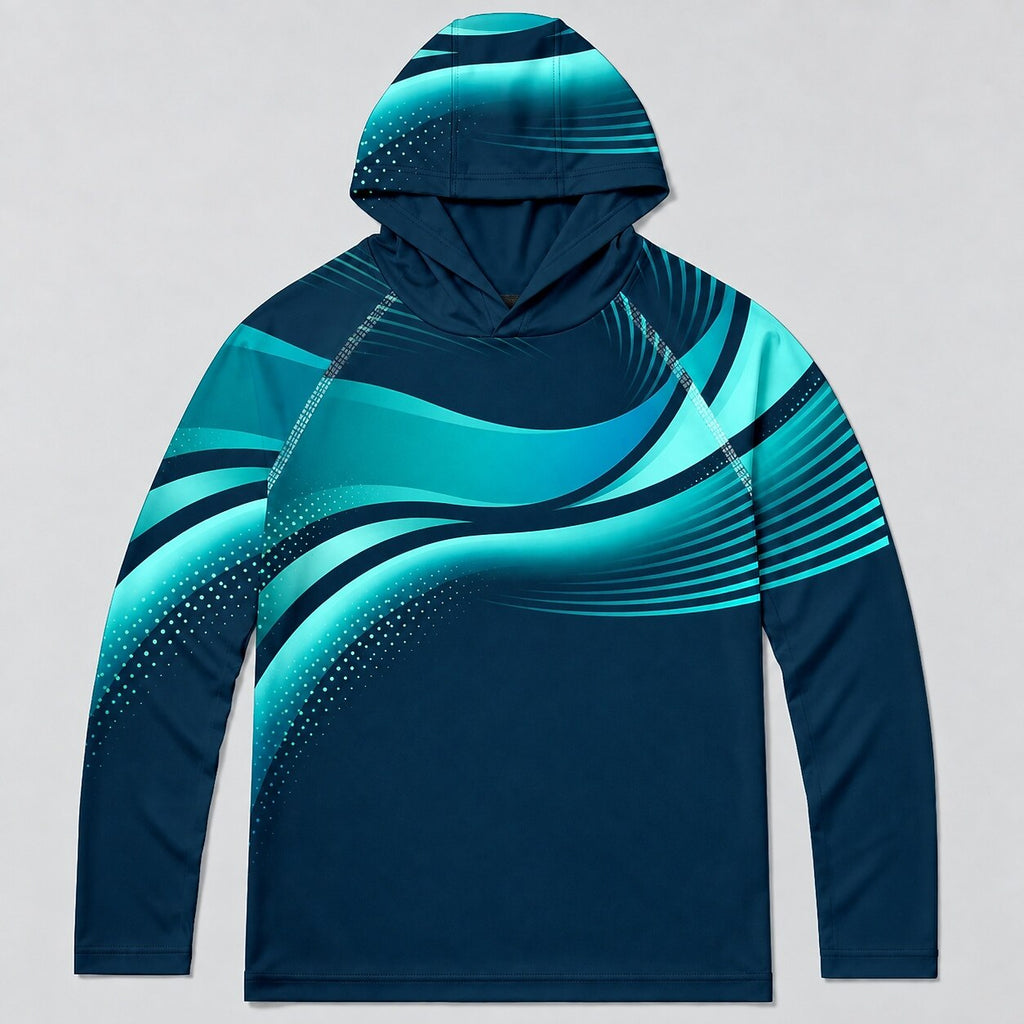UPF 50+ Neon Wave Fishing Graphic Sun Hoodie