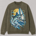 Washed Sailboat Marlin Coastal Fishing Sweatshirt Graphic