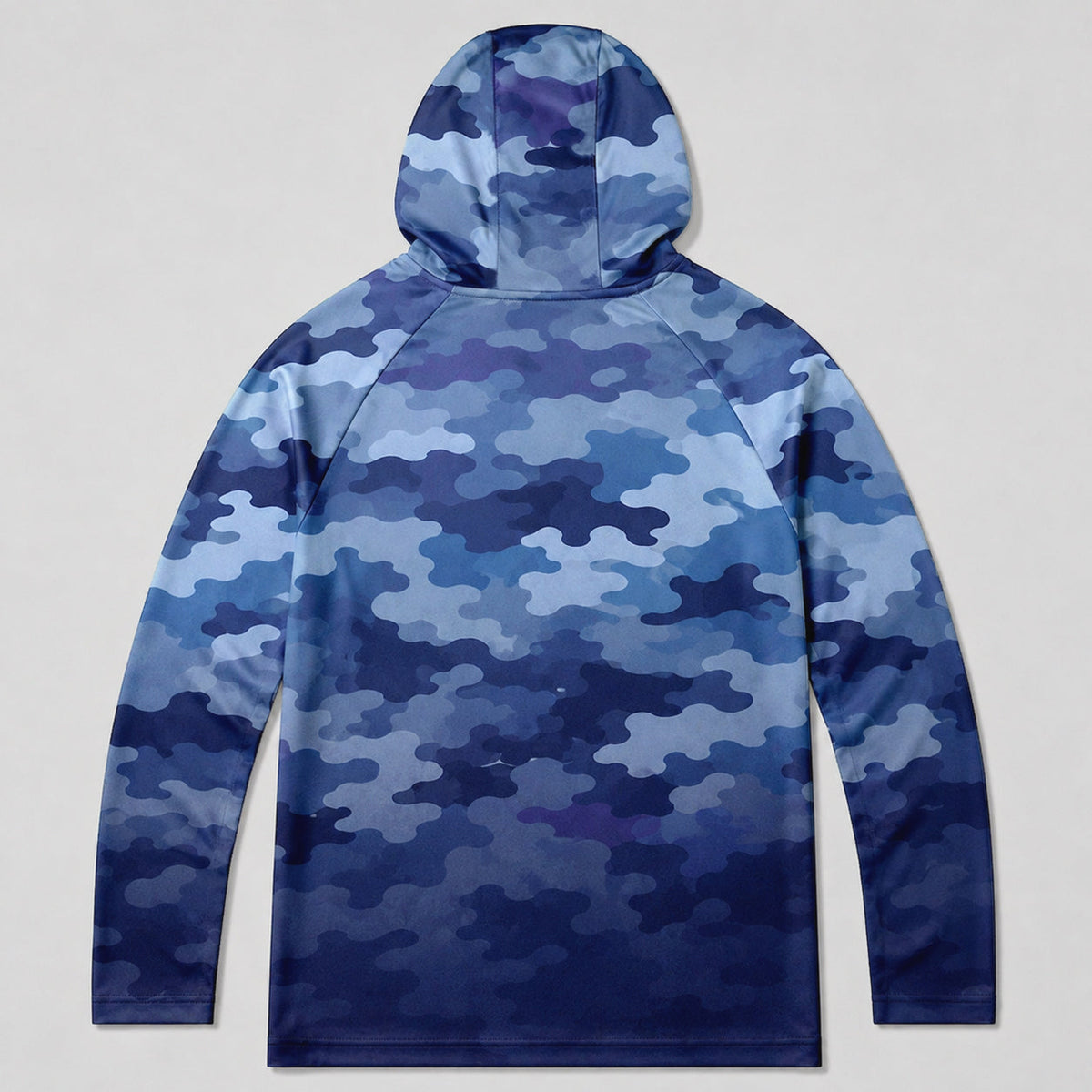 UPF 50+ Camo Fishing Sun Protection Hoodie for Men - back product view