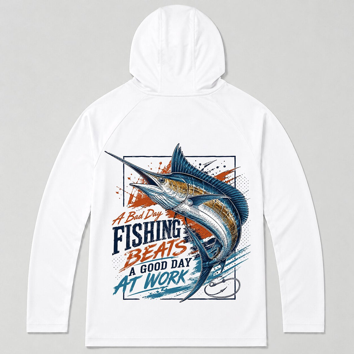 UPF 50+ Sailfish Saltwater Fishing Sun Protection Hoodie for Men - back product view
