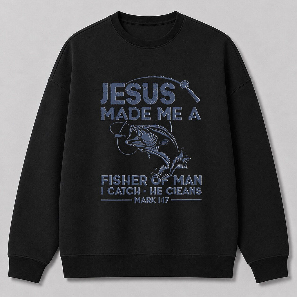 Vintage Bass Lake Life Crewneck Sweatshirt — black front view with printed graphic
