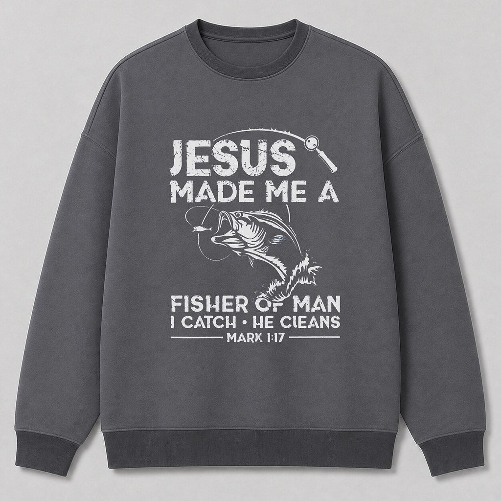 Vintage Bass Lake Life Crewneck Sweatshirt — charcoal front view with printed graphic