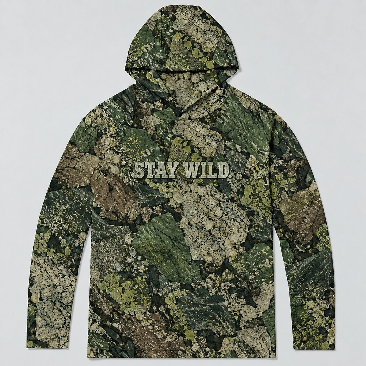 UPF 50+ Stay Wild Stone Camo Sun Hoodie