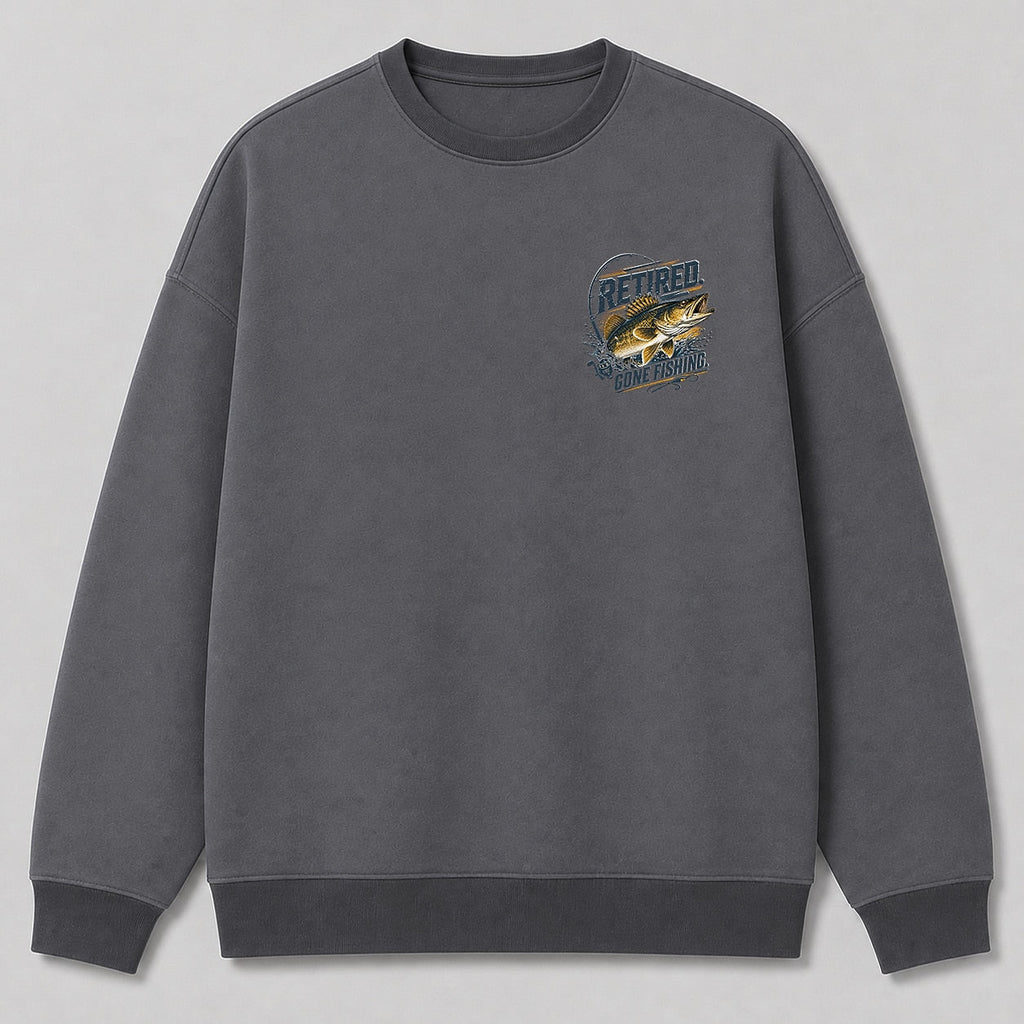 Walleye Freshwater Fishing Crewneck Sweatshirt for Men — white front view with chest graphic