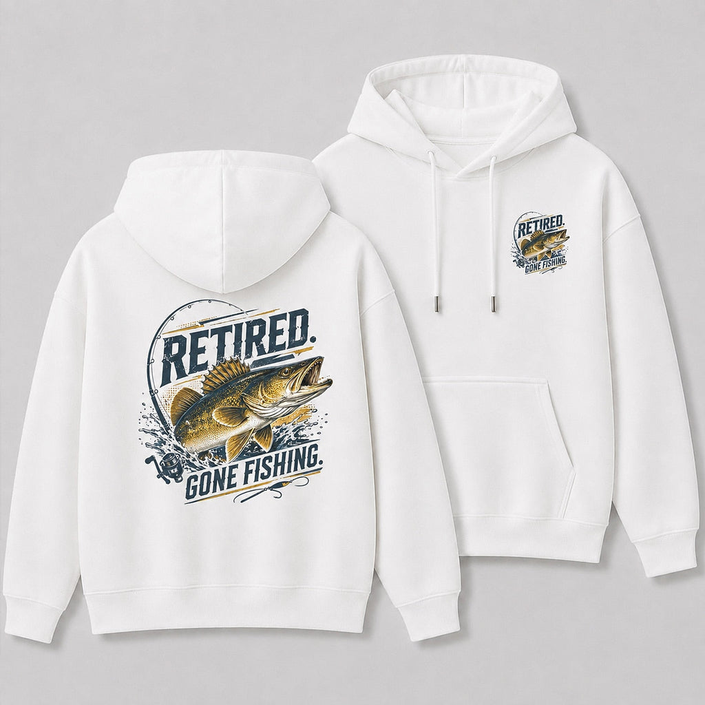 Walleye Freshwater Fishing Graphic Hoodie for Men — white front-and-back design view