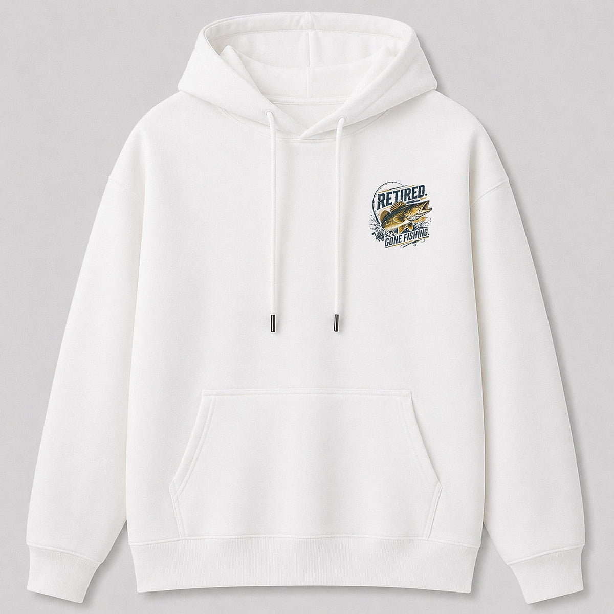 Walleye Freshwater Fishing Graphic Hoodie for Men — white front view with chest graphic
