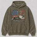Washed American Flag Caribou Big Game Hunting Hoodie for Men - alternate product view
