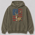 Washed American Flag Fallow Buck Hunting Hoodie for Men - alternate product view