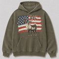 Washed American Flag Fallow Deer Hunting Hoodie for Men - lifestyle product view