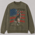 Washed American Flag Pronghorn Hunting Crewneck Sweatshirt for Men - alternate product view