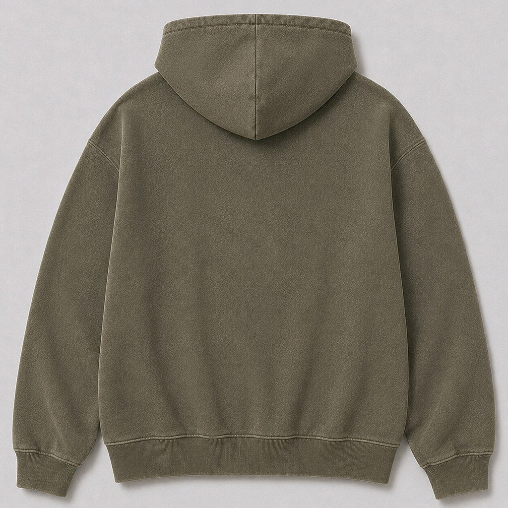 Washed Cigar-Smoking Bluegill Lake Fishing Hoodie for Men - back product view