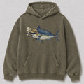Washed Cigar-Smoking Sailfish Saltwater Fishing Hoodie for Men - alternate product view